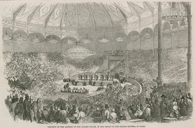 Trekking van de loterij van de Gouden Ingot in het Circus van de Champs Elysees, Parijs, Frankrijk door English School