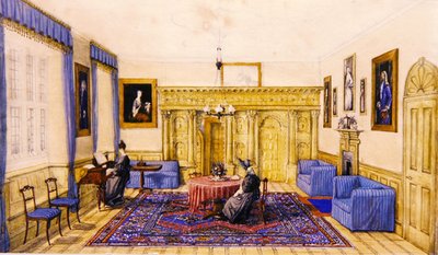 Saloninterieur van een landhuis, ca. 1830 door English School