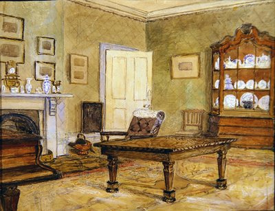 Saloninterieur met porseleincollectie, c.1890 door English School