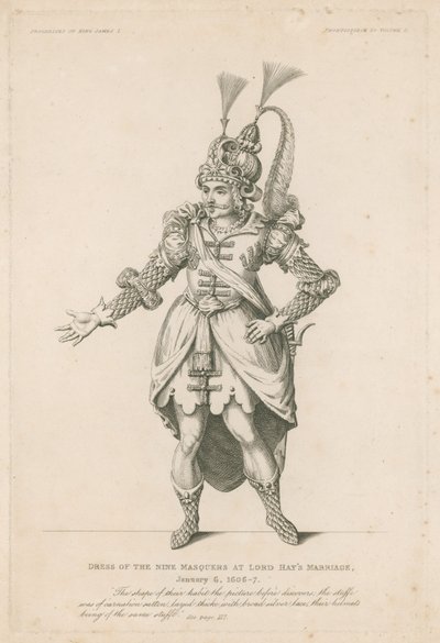 Kleding van negen maskers bij het huwelijk van Lord Hay, 6 januari 1606-7 door English School