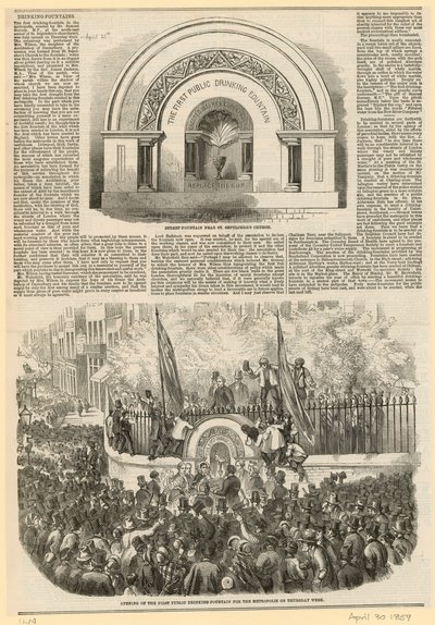 Drinkfontein naast St Sepulchres Church, Snow Hill door English School