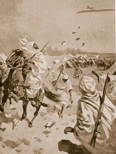 Pamfletten laten vallen op de Arabieren tijdens de Italiaans-Turkse Oorlog, 1911-12 door English School