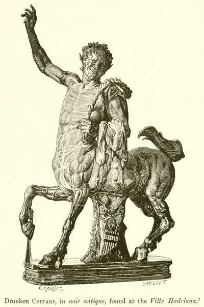 Dronken Centaur, in Noir Antique, gevonden in de Villa Hadriana door English School