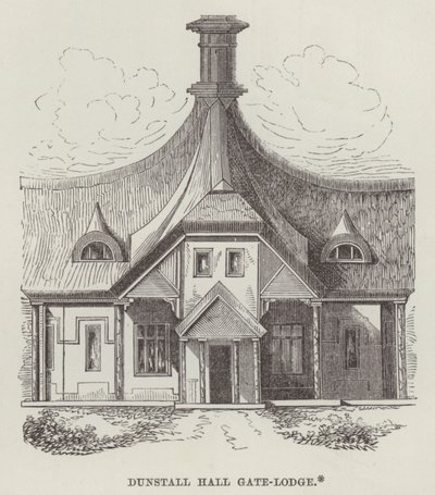 Dunstall Hall Poort-Lodge (gravure) door English School