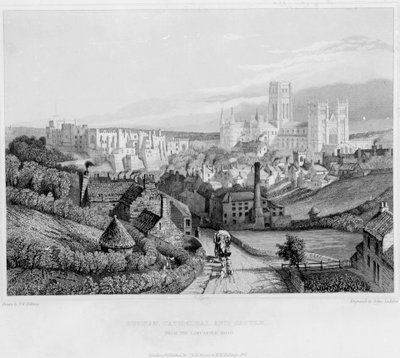 Durham Kathedraal en Kasteel vanaf Newcastle Road, 1841 door English School