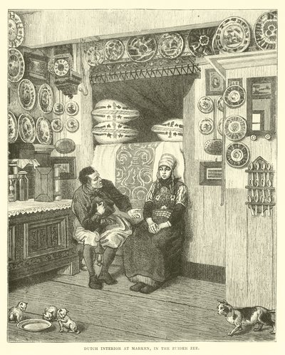 Nederlands interieur op Marken, in de Zuiderzee door English School
