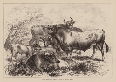 Het Jersey-vee van graaf Rosslyn bij Easton Hall (gravure) door English School