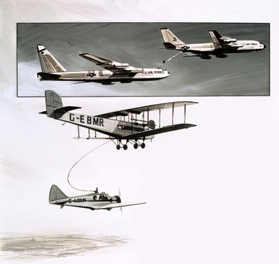 Vroege in-vlucht bijtanken voor een Handley Page W10 door English School