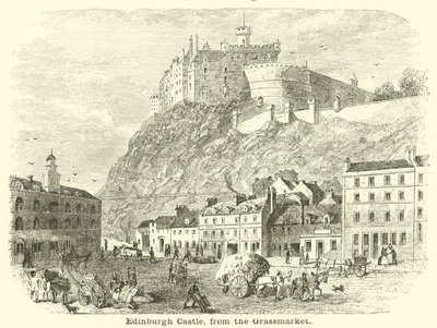 Kasteel van Edinburgh, vanaf de Grassmarket door English School