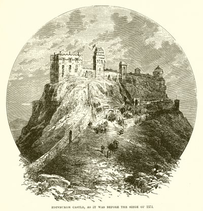 Kasteel van Edinburgh, zoals het was voor de belegering van 1573 door English School