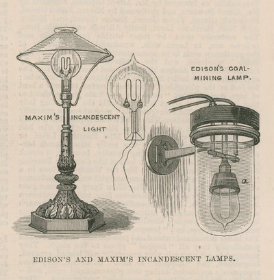 Edison en Maxims gloeilampen door English School