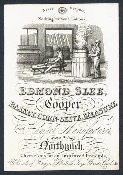 Edmond Slee, kuiper, mandenmaker, korfmaker, maat- en mandenfabrikant door English School