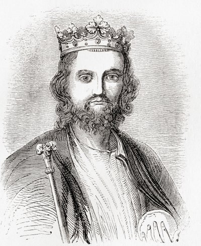 Edward II, ook bekend als Edward van Caernarfon, uit Oud Engeland: Een Picturaal Museum, gepubliceerd 1847 door English School