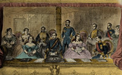 Edward VII en koningin Alexandra van Engeland in de opera in Londen door English School