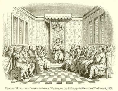 Edward VI en zijn raad door English School