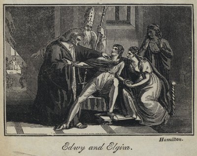 Edwy en Elgiva (gravure) door English School