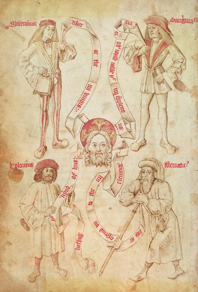 De Vier Humoren, uit het Gildeboek van de Barbierschirurgen van York door English School