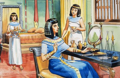 Egyptische dame aan haar kaptafel door English School