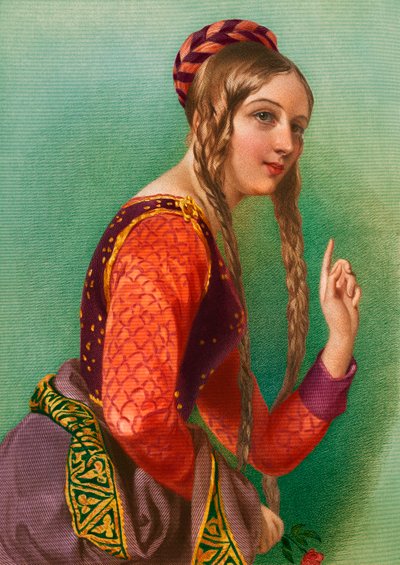 Eleanor van Aquitanië, koningin van Hendrik II, gedrukt door Henry G. Bohn door English School
