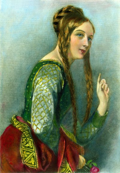 Eleanor van Aquitanië, koningin van Hendrik II, gedrukt door Henry G. Bohn, 1856 (kleurgravure) door English School
