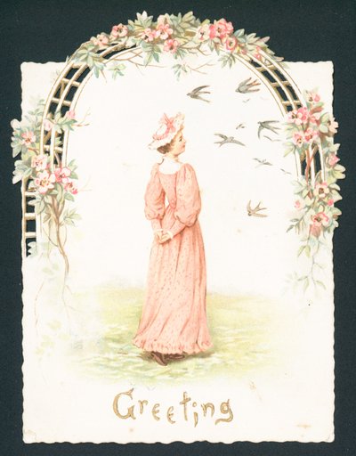 Elegante Dame onder boog door English School