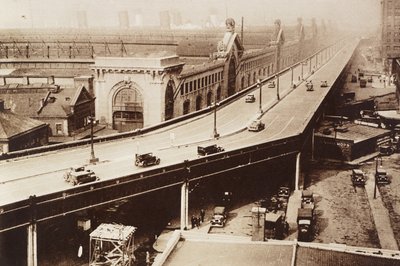 Verhoogde snelweg, Jersey City, New York, Verenigde Staten van Amerika, foto uit Illustrated London News, 12 januari door English School