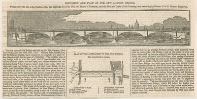 Elevatie en plan van de nieuwe London Bridge door English School