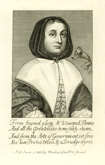 Elizabeth Cromwell, vrouw van Oliver Cromwell, illustratie uit A Biographical History of England door J. Granger door English School