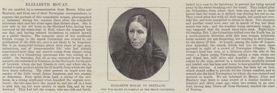 Elizabeth Mouat, van Shetland, die naar Noorwegen werd geblazen in de Smack Columbine (gravure) door English School