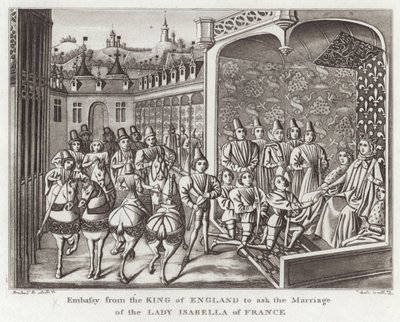Gezantschap van de Koning van Engeland om het Huwelijk van de Dame Isabella van Frankrijk te vragen door English School