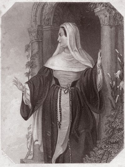Emilie, vrouw van Aegeon, abdis van een gemeenschap van Ephese (The Comedy of Errors) in Galerie des femmes de Shakespeare door English School