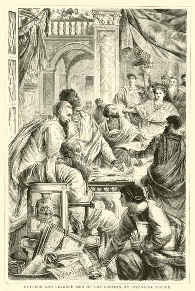 Keizer en geleerden van het Oost-Romeinse of Byzantijnse Rijk door English School