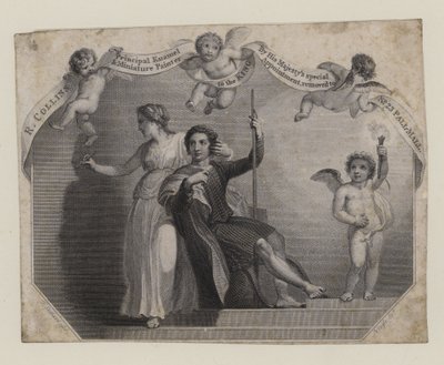 Emaille- en Miniatuurschilder, R Collins, handelskaart door English School