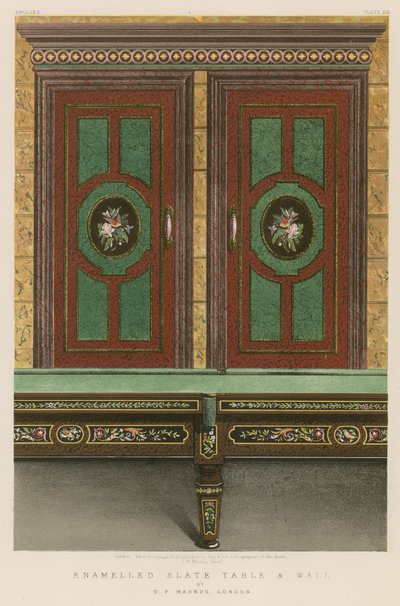Geëmailleerde Leisteen Tafel en Muur door G F Magnus, Londen door English School