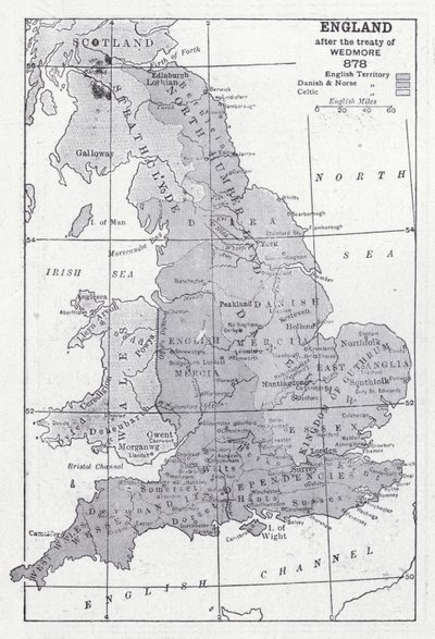 Engeland na het verdrag van Wedmore 878 door English School