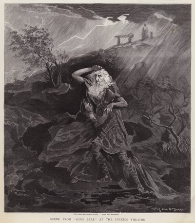 Engelse acteurs Henry Irving en William Haviland in een productie van Shakespeare