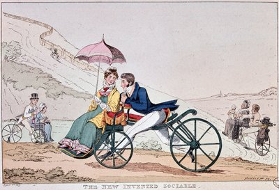 Engelse komische tekening over het begin van de fiets door English School