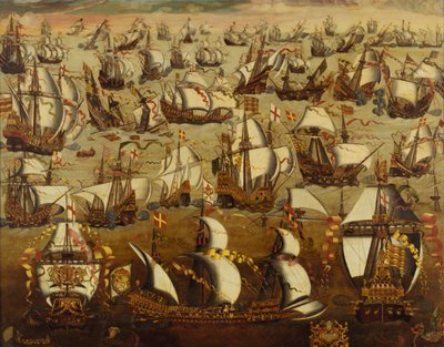Engelse schepen en de Spaanse Armada, augustus 1588 door English School