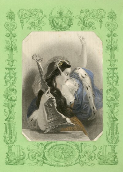 Woedende vrouw, op het punt een kruisbeeld te gooien door English School