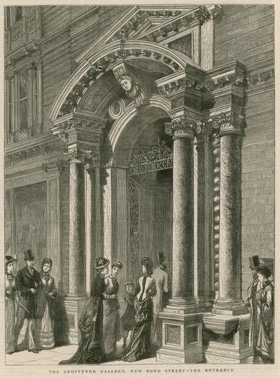 Ingang van de Grosvenor Gallery, New Bond Street, Londen door English School