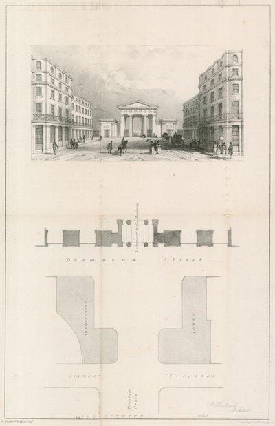 Ingang van Euston Station, Londen door English School