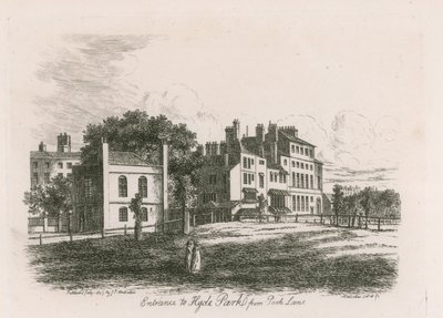 Ingang van Hyde Park vanaf Park Lane, Londen door English School