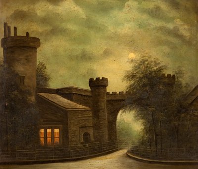 Ingang van Towneley Park, bij maanlicht door English School