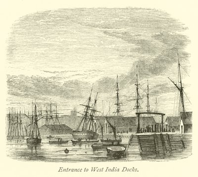 Ingang naar West India Docks door English School