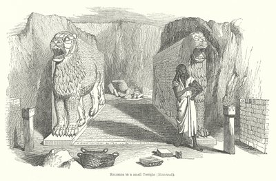 Ingang tot een kleine tempel (Nimroud) (gravure) door English School