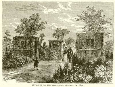 Ingang van de dierentuin in 1840 door English School