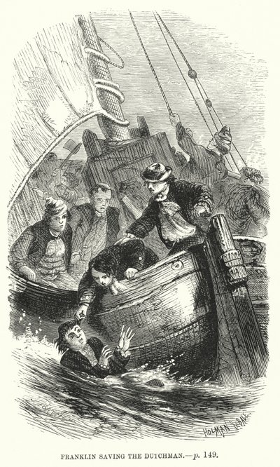 Episode in het leven van de jonge Benjamin Franklin (gravure) door English School