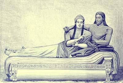 Etruskische tombe, illustratie uit Geschiedenis van Rome door Victor Duruy, gepubliceerd 1884 door English School
