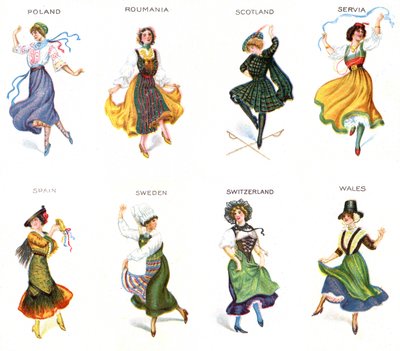 Europese Dansers, sigarettenkaarten, 1915 door English School