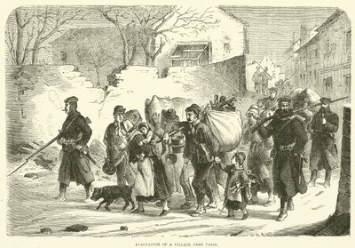 Evacuatie van een dorp nabij Parijs, december 1870 door English School